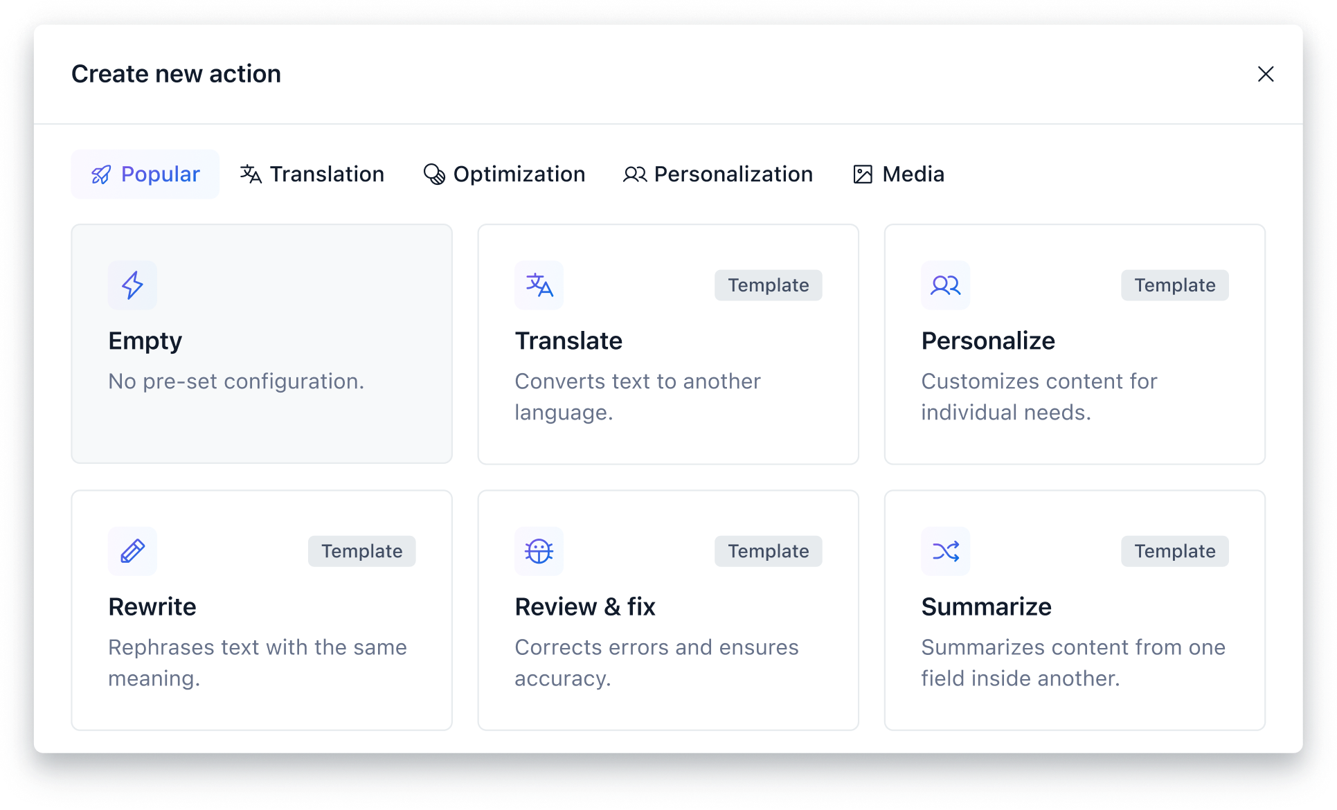 Select your new AI Action